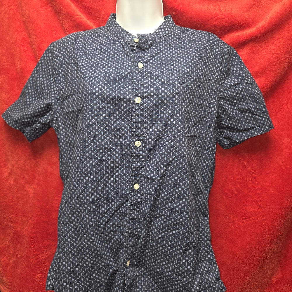 Hollister Dark Blue Geometric Button-Down Shirt